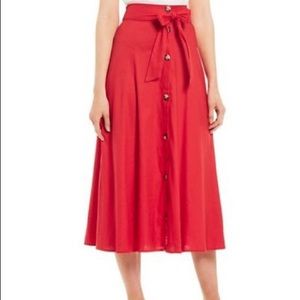 Antonio Melani high waist red linen midi skirt NWT
